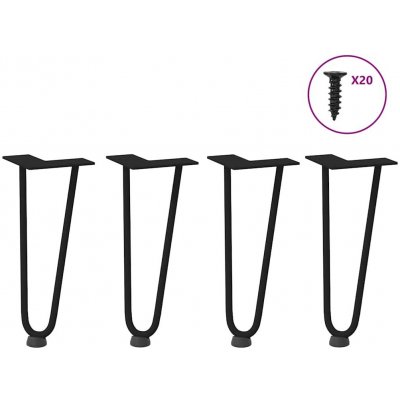 Omaxi 955815 Nohy na konferenční stolek ve tvaru vlásenky 4 ks černé 30 cm masivní ocel – Zboží Mobilmania