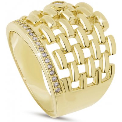 Biju Prstýnek pozlacený proplétaný se zirkony 4000479 6 – Zboží Dáma