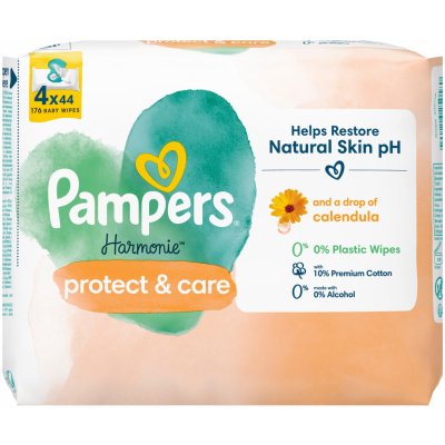 Pampers Harmonie Coconut ubrousky vlhčené Plastic Free 4 x 44 ks – Zboží Dáma