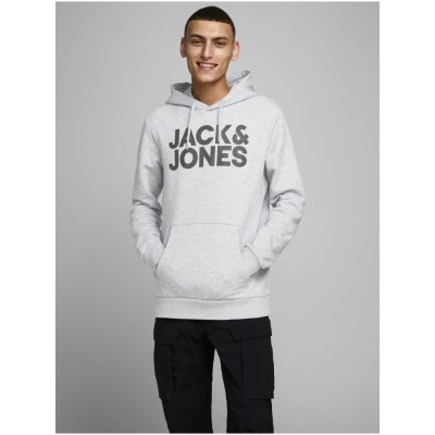 Světle šedá vzorovaná mikina s kapucí Jack & Jones Corp