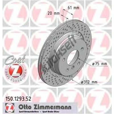 ZIMMERMANN Brzdový kotouč dírkovaný SPORT COAT Z - 312 mm ZIM 150.1293.52 – Sleviste.cz