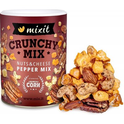 MIXIT Crunchy mix sýr, crunchy corn a oříšky s barevným pepřem 300 g – Sleviste.cz