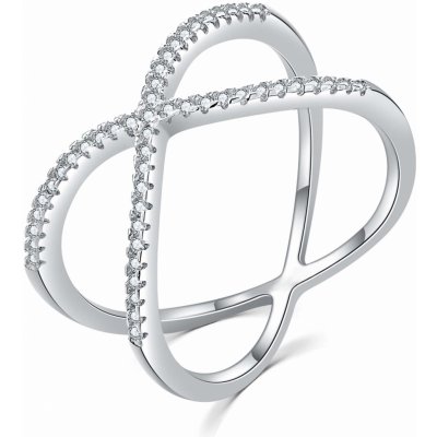 Moiss Minimalistický dvojitý prsten ze stříbra se zirkony R00021 – Zboží Mobilmania