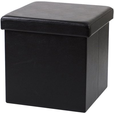 DOCHTMANN Taburet skládací, koženka, černý 38 × 38 × 38 cm