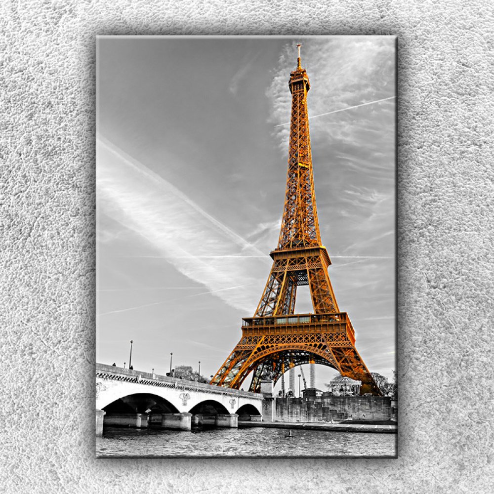 IMPAR Fotografie na plátno Zlatá Eiffelovka 70x50 cm | Srovnanicen.cz