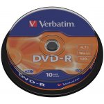 Verbatim DVD-R 4,7GB 16x, AZO, cakebox, 10ks (43523) – Sleviste.cz