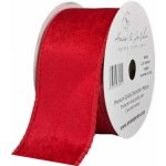 Stuha sametová s drátkem červená vánoční 9.1 m – Zboží Dáma