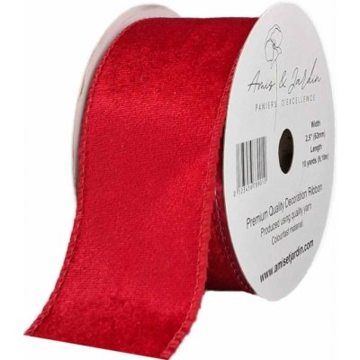 Stuha sametová s drátkem červená vánoční 9.1 m – Zboží Dáma