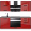 Kuchyňská linka Belini EMILY Premium Full Version 180 cm červený lesk s pracovní deskou