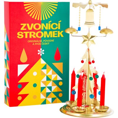 Logimax Česká obnovená výroba Tradiční Andělské zvonění stromek zlatý – Zboží Dáma