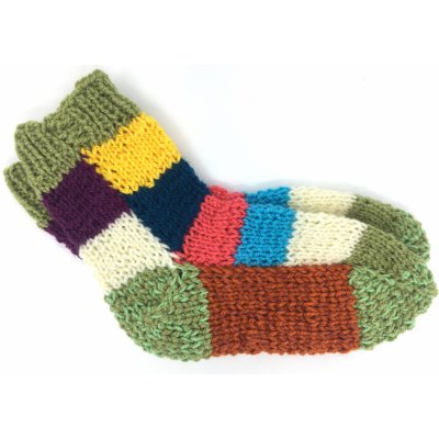 Ponožky od Magdy Ručně pletené veselé ponožky zelená hnědá – Zboží Mobilmania