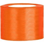 PartyDeco Stuha saténová oranžová 38 mm x 25 m - oranžové saténové široké dekorační stuhy 3,8 cm x 25 m na svatební aranžmá, mašle, dekorace – Zboží Dáma