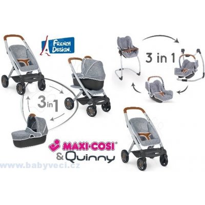 Smoby kočárek hluboký a sportovní DeLuxe Maxi Cosi & Quinny Grey 3v1 7v1 šedý delux – Hledejceny.cz