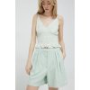 Dámské šortky Abercrombie & Fitch Plátěné kraťasy hladké high waist KI149.3191.300 zelená