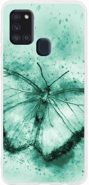 Pouzdro mmCase Gelové Samsung Galaxy A21s - zelený motýl