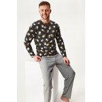 Lonka Looping pivo pánské pyžamo dlouhé šedé – Zboží Dáma