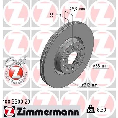 Brzdový kotouč ZIMMERMANN 100.3300.20 (100330020) | Zboží Auto