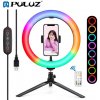 Kruhové selfie světlo Puluz Tripod RGB stolní kruhové LED světlo 10.2'' černé PKT3082B