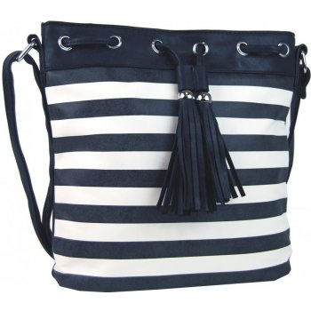 pruhovaná crossbody kabelka H0468 Modro-bílá