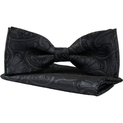 Quentino pánský s tmavě šedým paisley vzorem PMKV85 černý – Sleviste.cz