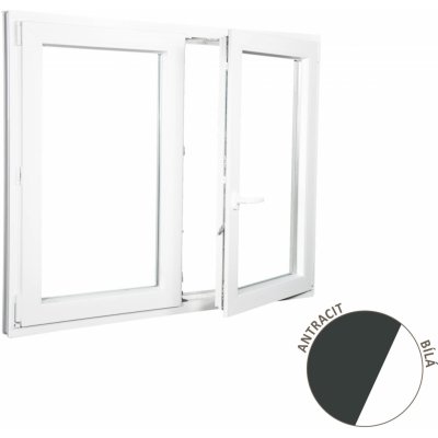 ALUPLAST Plastové okno dvoukřídlé antracit/bílé 170x140