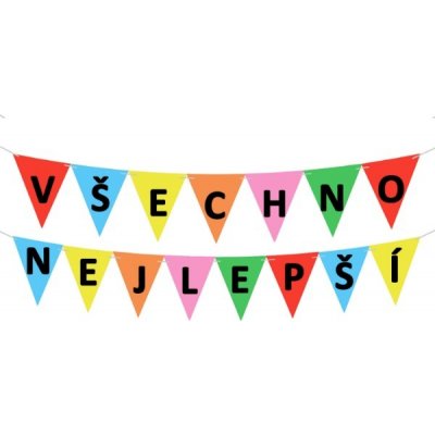 Party Deco Vlaječková girlanda Všechno nejlepší - písmena 225 x 16,5 cm – Hledejceny.cz