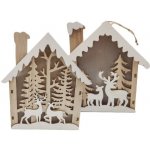 Domek dřevěný s LED světlem 13x14x3cm mix 946231 – Hledejceny.cz