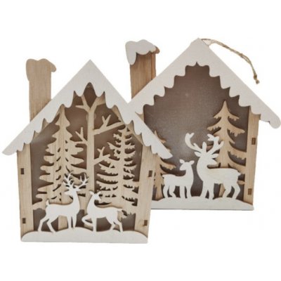 Domek dřevěný s LED světlem 13x14x3cm mix 946231 – Hledejceny.cz