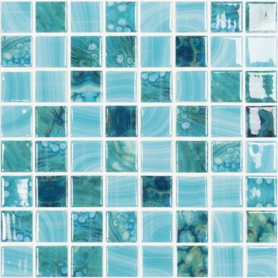 Vidrepur Nature Sky mozaika 31,5 x 31,5 x 0,45 cm kostičky 3,8 x 3,8 cm modrozelená lesklá 2m²