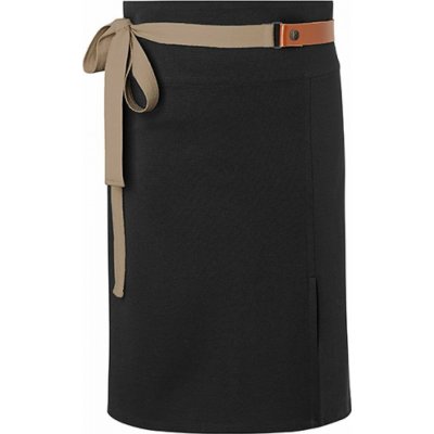 Karlowsky Barmanská zástěra s koženým vázáním a kontrastním páskem Black Pantone 419C 110x65cm KY055 – Hledejceny.cz