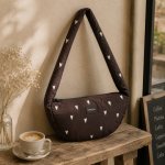 Studio Noos Kabelka Cross Body Mini Puffy Brown Hearts – Zboží Mobilmania