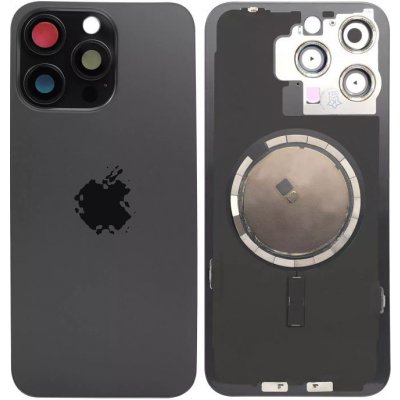 Kryt Apple iPhone 15 Pro Max Sklo Zadního Housingu + Sklíčko Kamery + Kovová Destička + Magsafe Magnet černý – Zboží Živě
