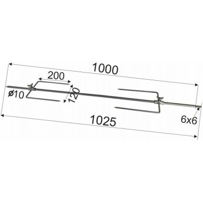 Marcel Teplý Grilovací jehla nerezová ocel 1000mm/10mm/6x6mm – HobbyKompas.cz