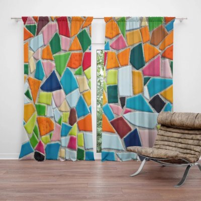 Závěsy Barevná mozaika: 2 ks - 140x250 cm - Sablio – Hledejceny.cz