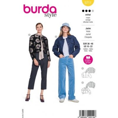 Střih Burda 5711 na dámský kabátek - kombinace 2 střihy – Zboží Dáma