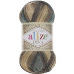 Alize příze Diva batik 3307 Hnědá, zelená, šedá, béžová – Hledejceny.cz