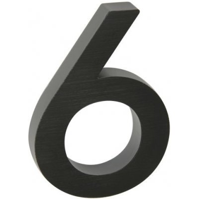 Richter Číslo domovní hliníkové 3D, "6", broušené, černé, 10cm – Zboží Mobilmania