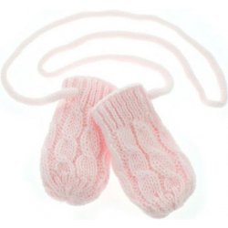 Baby Nellys Zimní pletené kojenecké rukavičky se vzorem sv. růžové