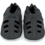 Carozoo Kožené capáčky s koženou podrážkou černé sandále Černá – Zboží Dáma