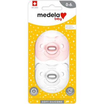 Medela Baby Soft Silicone Dudlík růžová a transparentní 2ks