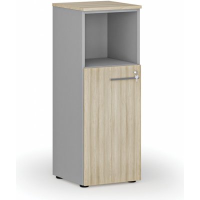 Primo Kombinovaná kancelářská skříň GRAY, 1087 x 400 x 420 mm, šedá/dub přírodní – Zboží Dáma