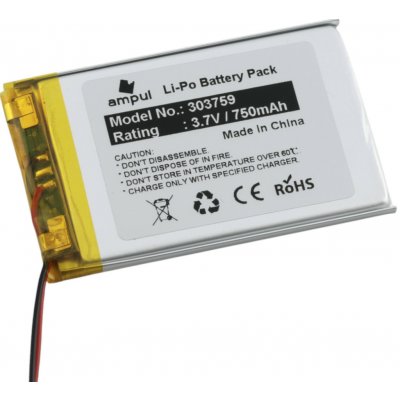 Li-Pol baterie 750mAh, 3.7V, 303759 – Zboží Živě