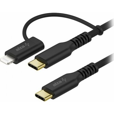 AlzaPower AluCore 2in1 USB-C to USB-C/Lightning MFi 60W 1.2m APW-CBTCMFI012B – Zboží Živě