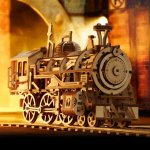 Robotime 3D dřevěné mechanické puzzle Parní lokomotiva 350 ks – Zboží Dáma