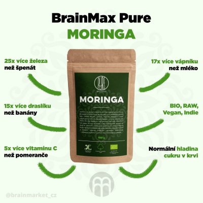 BrainMax Pure Moringa BIO prášek 100 g – Sleviste.cz