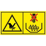 Nebezpečí namotání nohou - Nesahej a nevstupuj na točící se části stroje samolepící vinylová fólie 45 x 85 mm – Zbozi.Blesk.cz