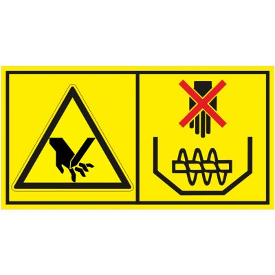 Nebezpečí namotání nohou - Nesahej a nevstupuj na točící se části stroje samolepící vinylová fólie 45 x 85 mm – Zbozi.Blesk.cz