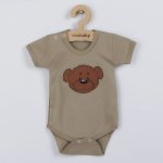 Kojenecké bavlněné body s krátkým rukávem New Baby BrumBrum latte brown – Zboží Mobilmania