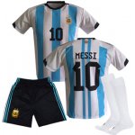 SP Messi fotbalový A3 komplet Argentina 2023 dres + trenýrky + bílé štulpny