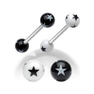 Šperky4U piercing do jazyku s hvězdami PJ01048-W